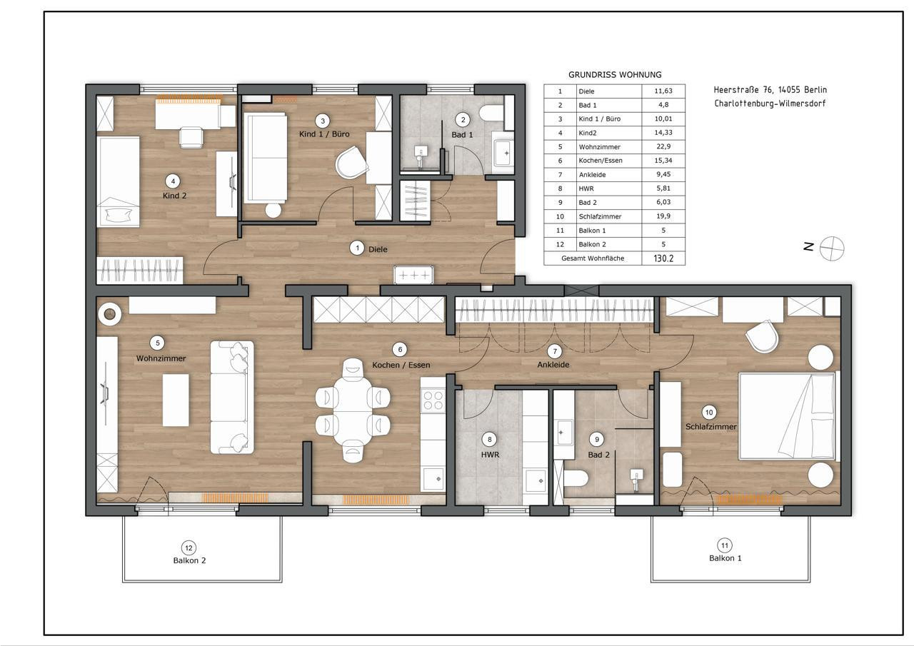 Exklusives Wohnen im Westend – Hochwertig sanierte 5-Zimmer-Wohnung mit zwei Balkonen – Heerstr. 76, 14055 Berlin(Westend) – Vorschaubild 32