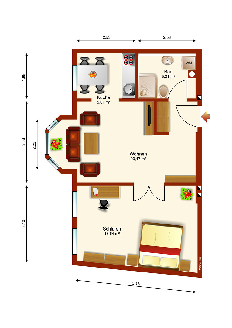 Über 5% Rendite! Tolle vermietete 2-Raumwohnung in Bestlage! – Gerhart- Hauptmann- Str. 20, 39108 Magdeburg(Stadtfeld) – Vorschaubild 12