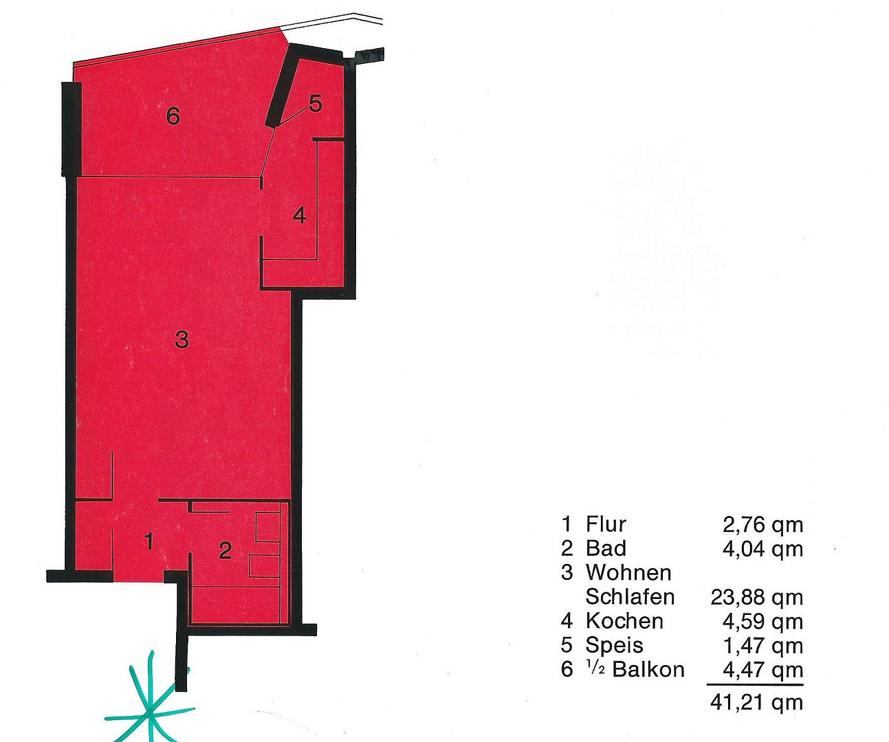 1 Zi. App. + Loggia - 40 qm Augsburg / Göggingen – Bergiusstraße 78, 86199 Augsburg Göggingen(Göggingen) – Vorschaubild 12