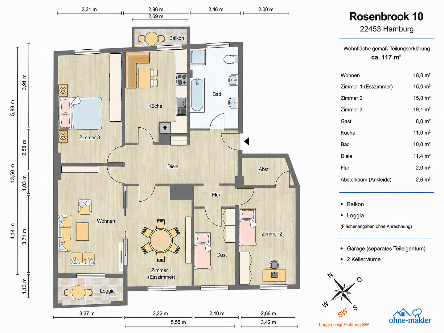 Stilvoller Familienaltbau | 117 m² | Garage | Loggia | Blick ins Grüne | Tarpenbek – Hamburg(Groß Borstel) – Vorschaubild 20