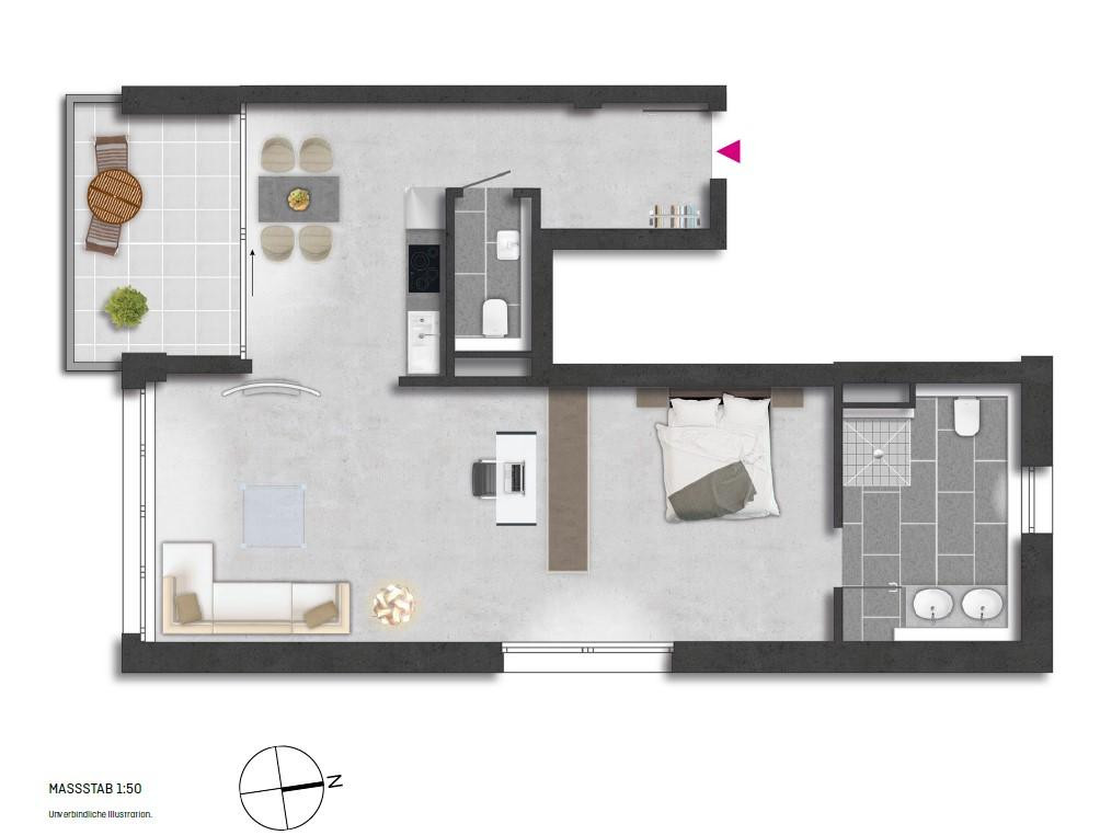 PROVISIONSFREI! Modernes 73m² Loft Stuttgart-Nord mit Balkon + TG – 70191 Stuttgart(Nord) – Vorschaubild 2