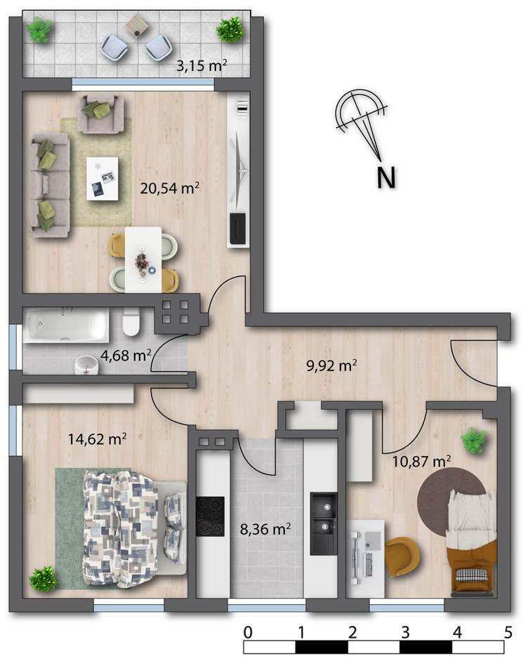Attraktive 3-Zimmer-Wohnung mit Loggia im 1. Obergeschoss – Kreuzstr. 25, 42277 Wuppertal-Oberbarmen(Oberbarmen) – Vorschaubild 2