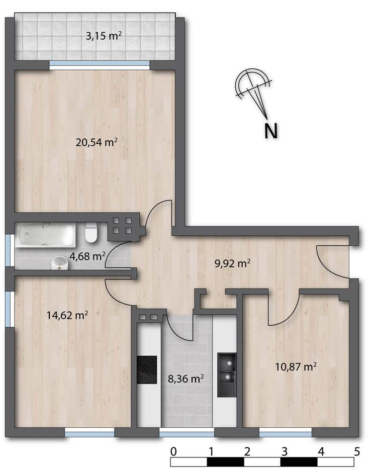 Attraktive 3-Zimmer-Wohnung mit Loggia im 1. Obergeschoss – Kreuzstr. 25, 42277 Wuppertal-Oberbarmen(Oberbarmen) – Vorschaubild 3