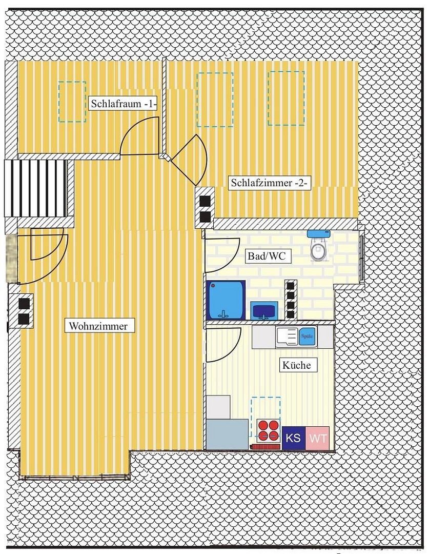 Helle Dachgeschosswohnung mit Einbauküche – perfekt für Paare, Singles oder WG – Birkenweg 13, 27576 Bremerhaven(Klushof) – Vorschaubild 10