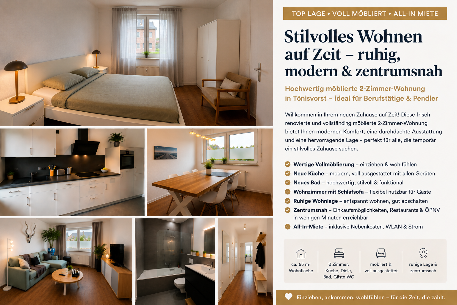 Stilvolles Wohnen auf Zeit hochwertig möblierte Wohnung, ruhig, modern & in Top-Lage, all-inclusive – Jägerstraße 5, 47918 Tönisvorst(Sankt Tönis) – Vorschaubild 2