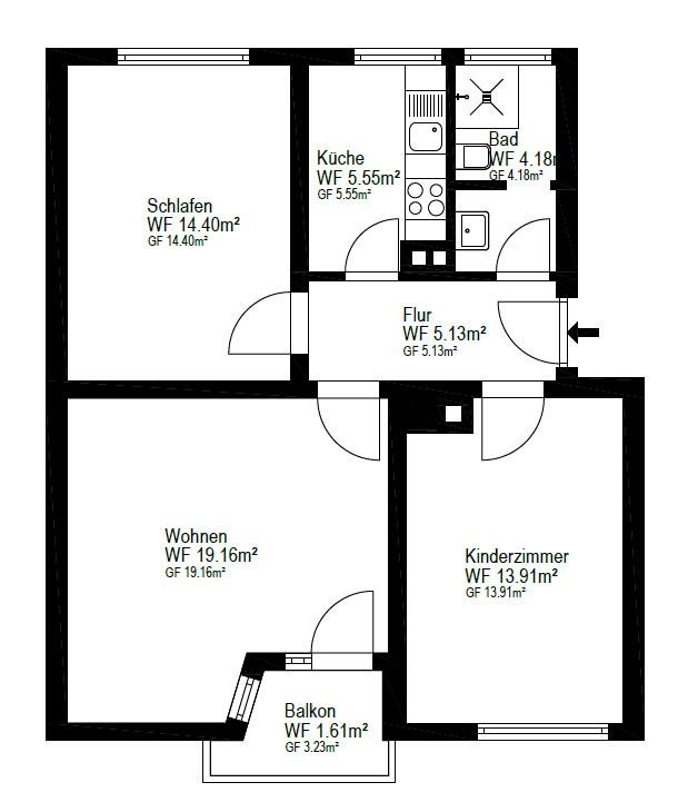 3-Zimmer-Wohnung mit Balkon in Stuttgart-Ost – 70186 Stuttgart(Ost) – Vorschaubild 13