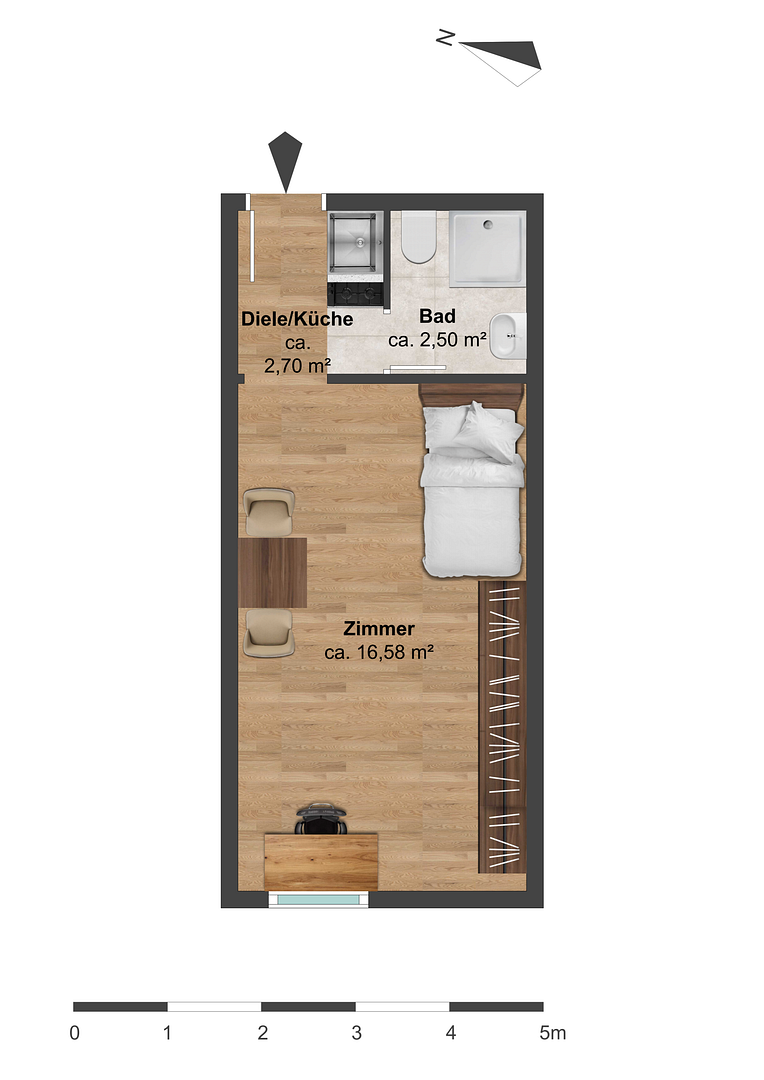 Kompakte 1-Zimmer Wohnung in 66123 Saarbrücken, Am Homburg – Gaußstraße 77, 66123 Saarbrücken(Am Homburg) – Vorschaubild 2