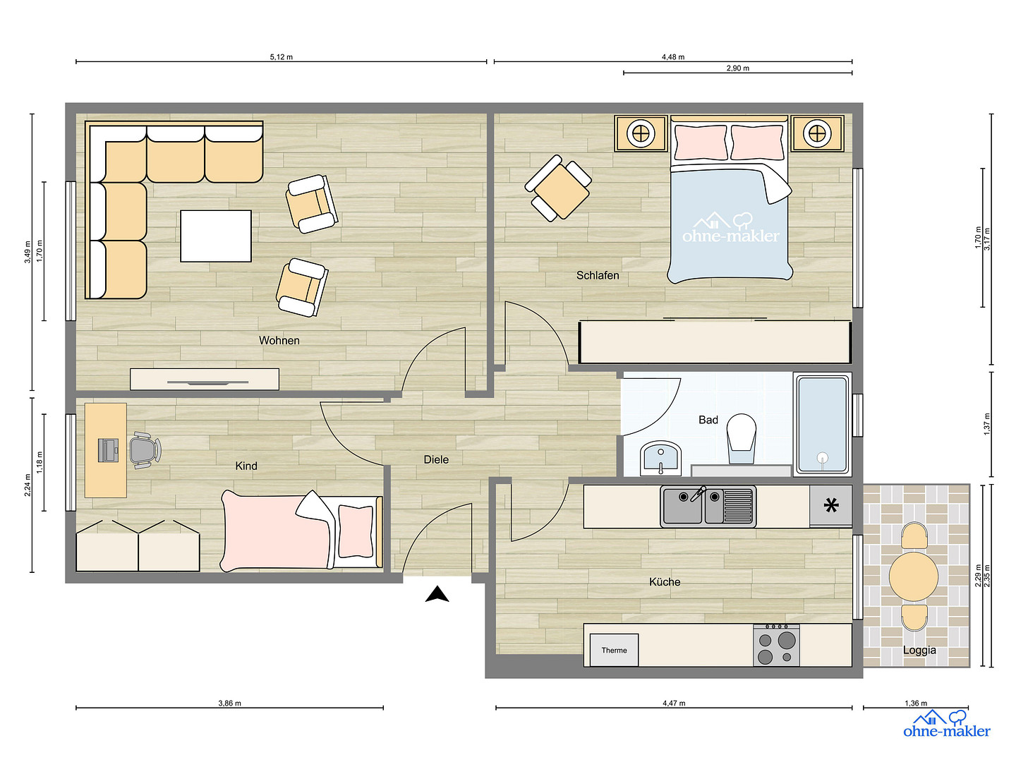 Erstbezug nach Sanierung, 2,5 Zimmer Wohnung mit Loggia, provisionsfrei – Laehr`scher Jagdweg 15, 14167 Berlin(Zehlendorf) – Vorschaubild 4