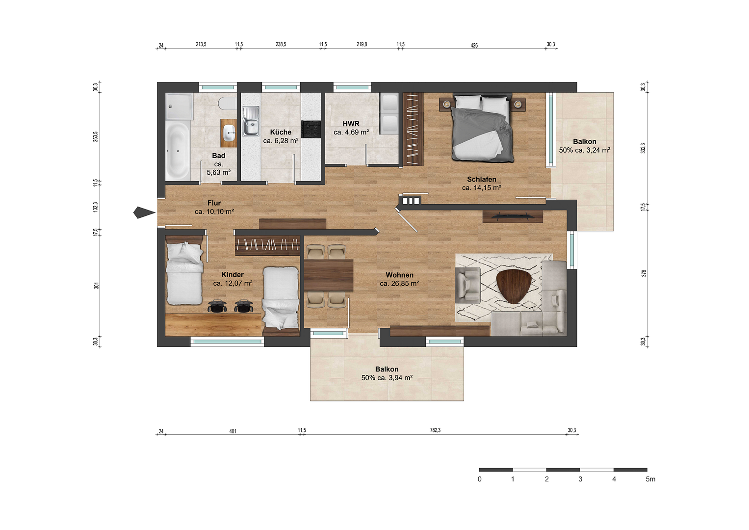 Bezugsfertige & hochwertig modernisierte Wohnung – 38110 Braunschweig(Wenden) – Vorschaubild 15