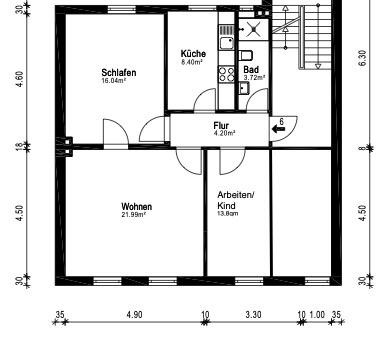 Hell, sehr zentral und mit Einbauküche: freundliche 3-Zimmer-Wohnung in Flensburg – Johanisstraße 75-77, 24937 Flensburg – Vorschaubild 8