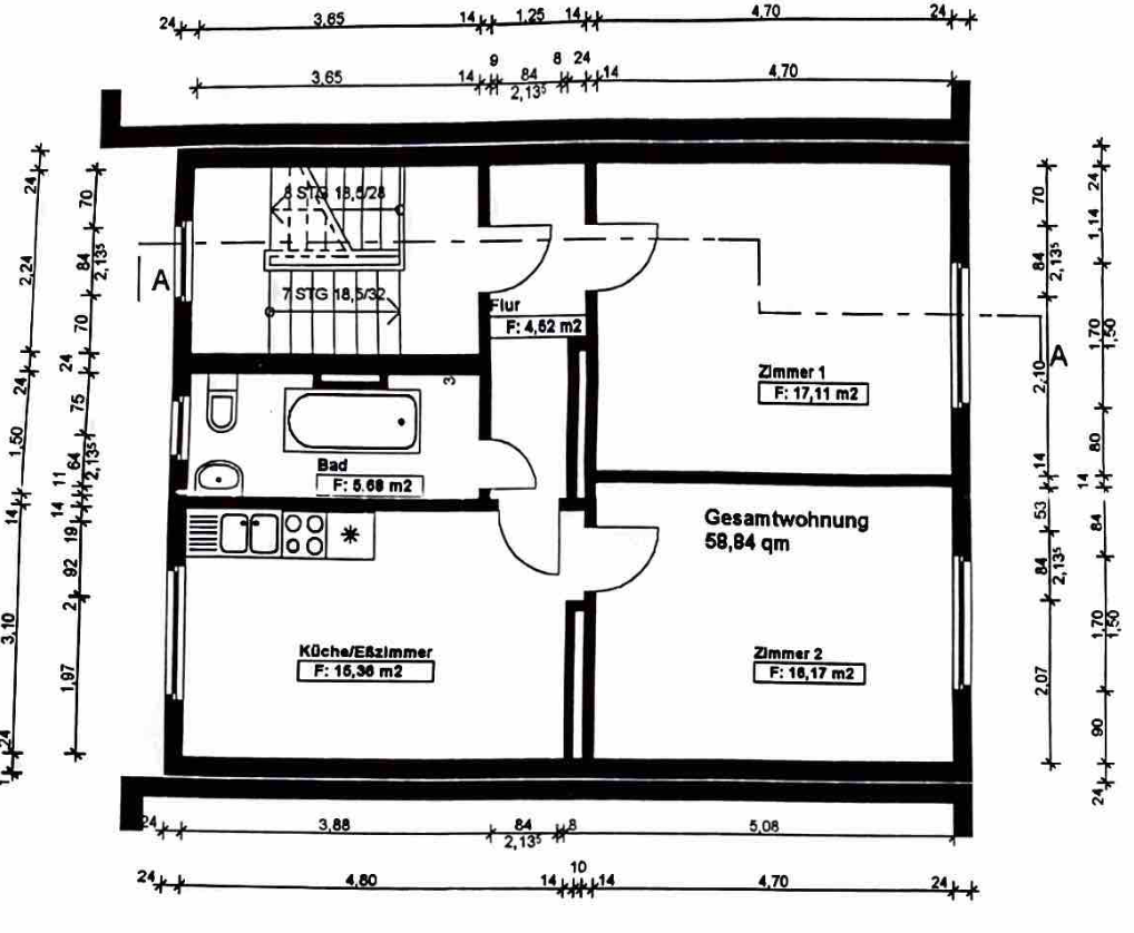 Helle 2 Zimmer-Wohnung für Singles, WG oder Pärchen – Hubertusstraße 37, 52064 Aachen – Vorschaubild 7