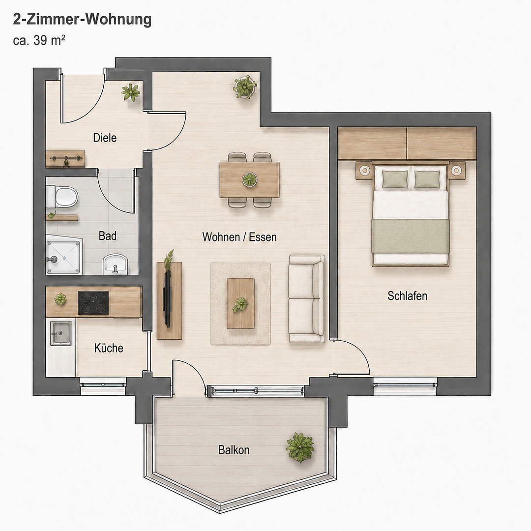 Frisch renovierte 2-Zimmer-Wohnung mit großem Westbalkon, Aufzug & Stellplatz – Königsbergstraße 21, 95448 Bayreuth – Vorschaubild 6