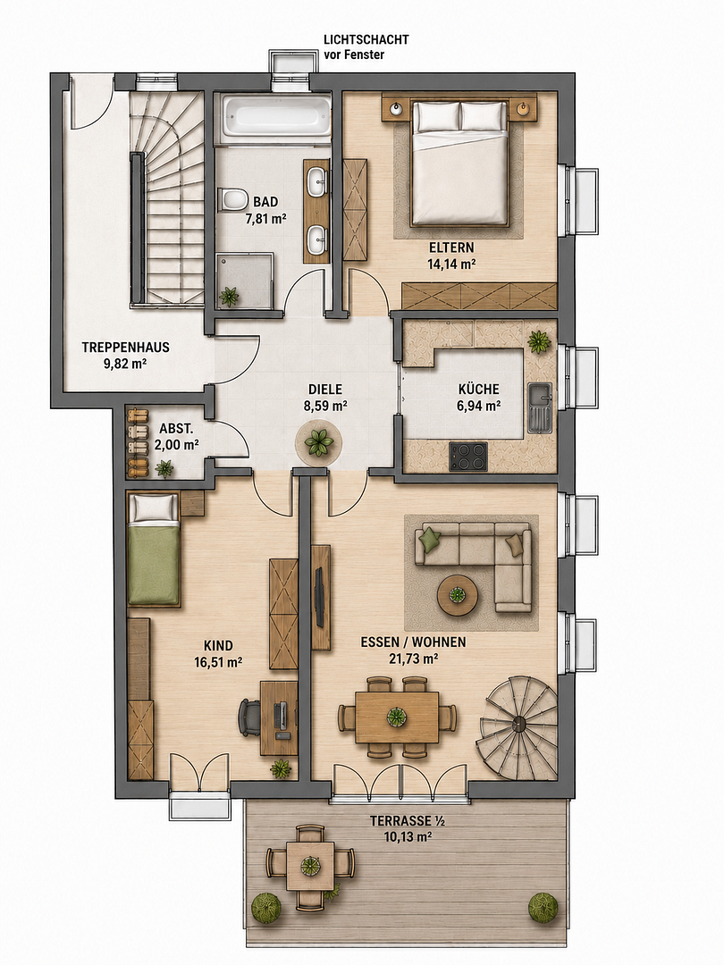 Moderne 3,5 Zi. EG-ETW mit Garten und Souterrain in TOP-Lage IN-Süd Nähe HBF – 85051 Ingolstadt – Vorschaubild 17