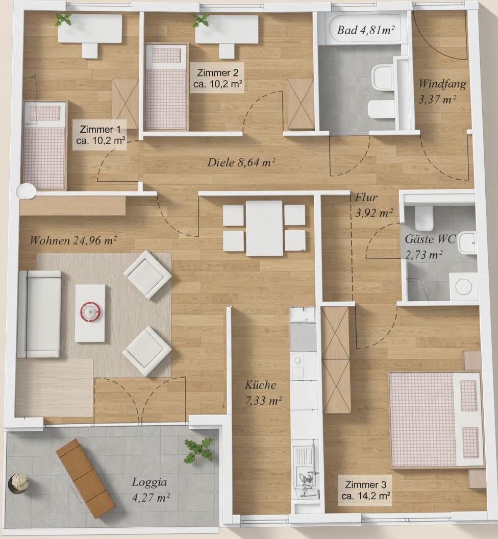 Familienfr. 4-Zi.-Whg. mit Loggia & TG-Stellplatz in München-Am Hart (privat) – 80937 München(Am Hart) – Vorschaubild 17