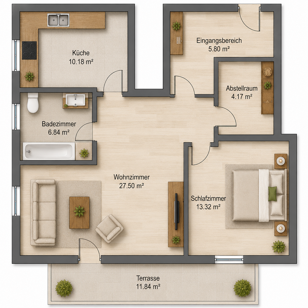 Helle 2-Raum Wohnung in ruhiger Lage mit Terrasse – Hauptstraße 4c, 1156 Cossebaude – Vorschaubild 13