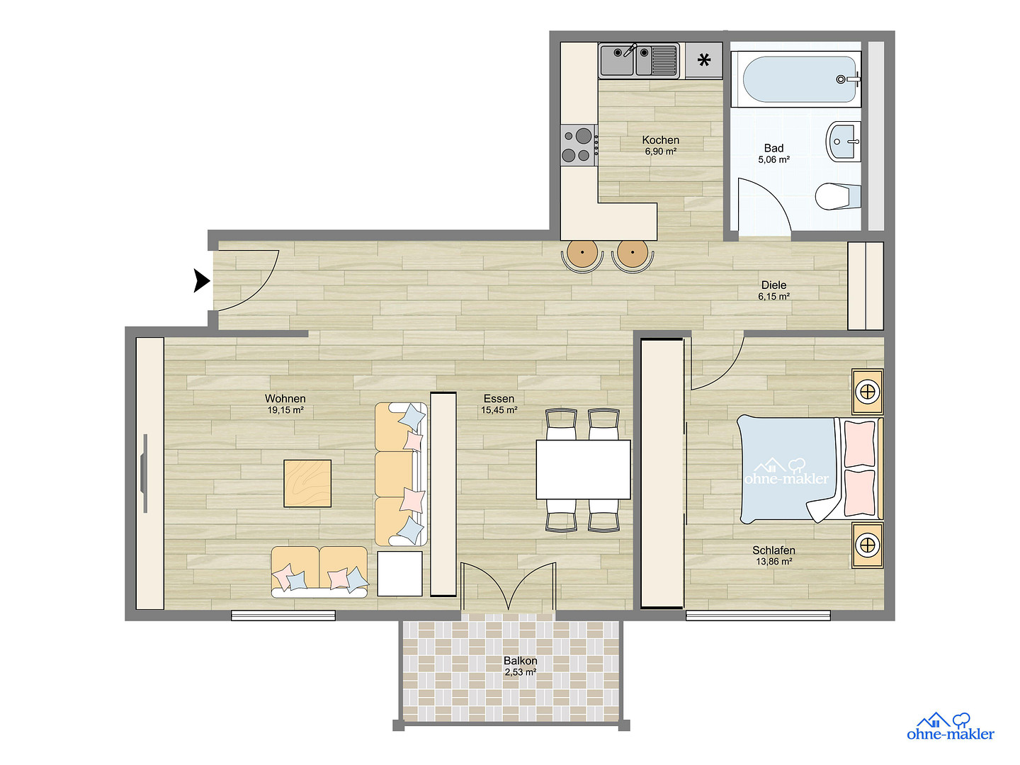 Modernisierter Wohntraum im Dreiländereck – Flexible 2,5-Zimmer mit Balkon, Option auf 3 Zimmer – 79576 Weil am Rhein(Haltingen) – Vorschaubild 11