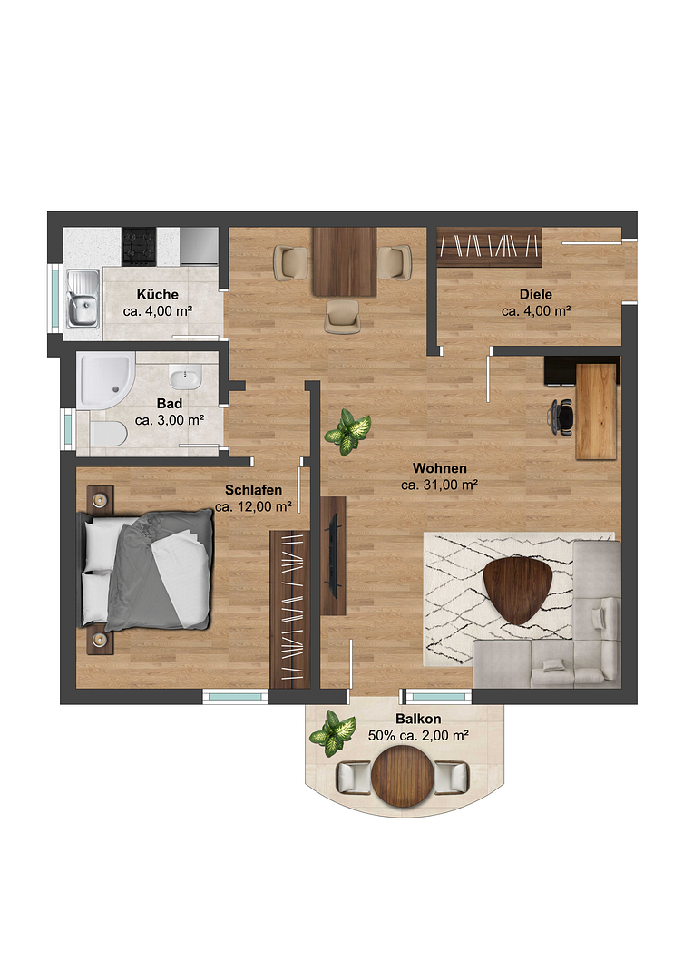 Erstbezug nach Modernisierung | 2-Zimmer-Wohnung mit Balkon, Aufzug & neuer Einbauküche – Gutsparkstraße 6/8, 4328 Leipzig(Paunsdorf) – Vorschaubild 7