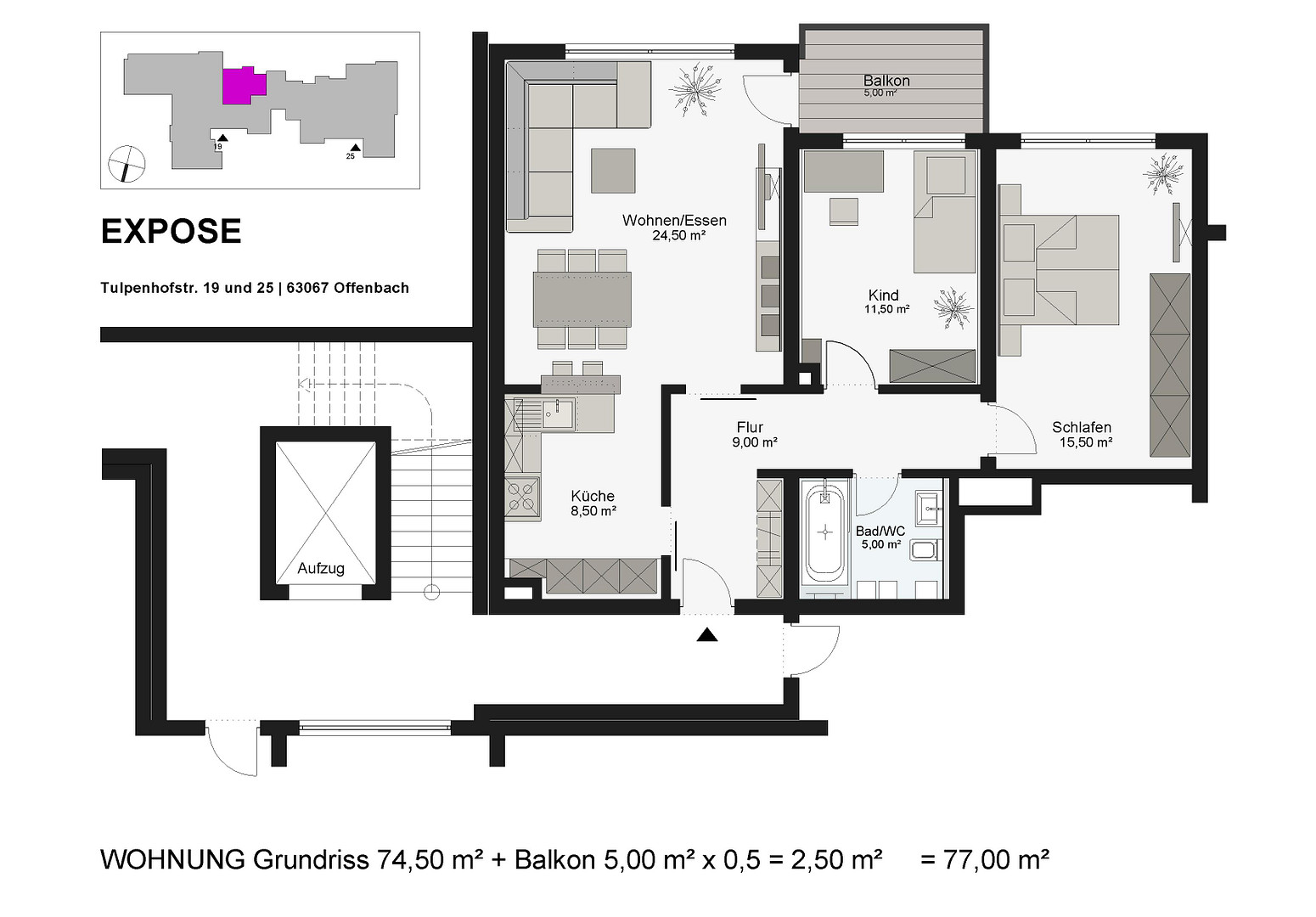 3 ZIMMERWOHNUNG IN ABSOLUTER BESTLAGE OFFENBACH WESTEND – 19 – Vorschaubild 17