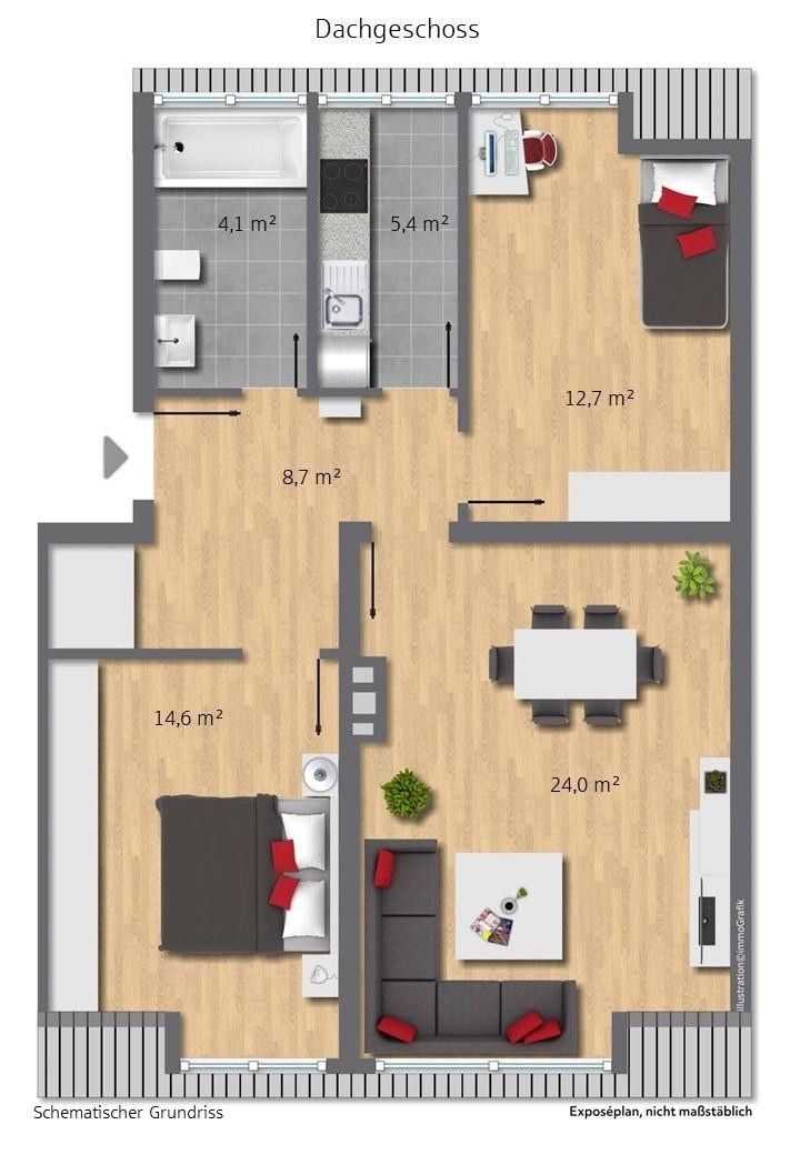 Gemütliches Zuhause für die ganze Familie – helle 3,5-Zimmer-Dachgeschosswohnung in Essen-Borbeck – Weidkamp 177, 45355 Essen-Borbeck(Borbeck-Mitte) – Vorschaubild 17
