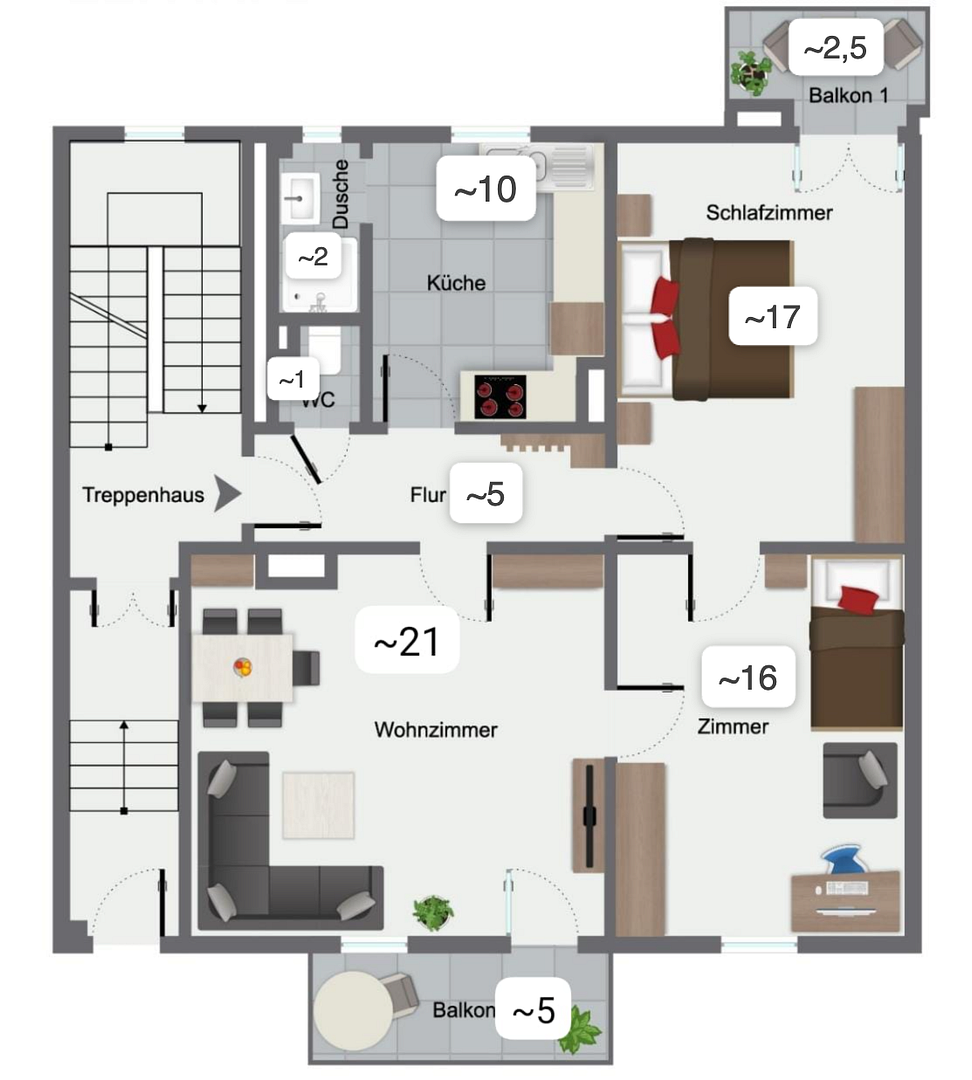 Hochwertig sanierte 3-Zimmer-Altbauwohnung mit EBK und Balkon in Bestlage des Johannesviertels – 64293 Darmstadt – Vorschaubild 12