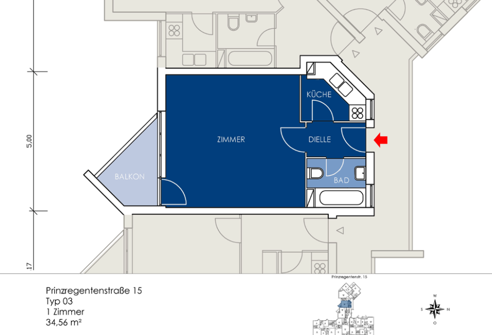 Perfekt geschnittene und zentrale Wohnung in bester Lage – Prinzregentenstr. 15, 10717 Berlin(Wilmersdorf) – Vorschaubild 13