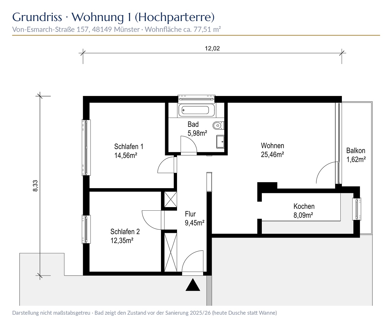 Reserviert - Kernsaniert & sofort bezugsfrei: 3-Zimmer-Wohnung mit Balkon in Münster-Gievenbeck – 48149 Münster(Gievenbeck) – Vorschaubild 11