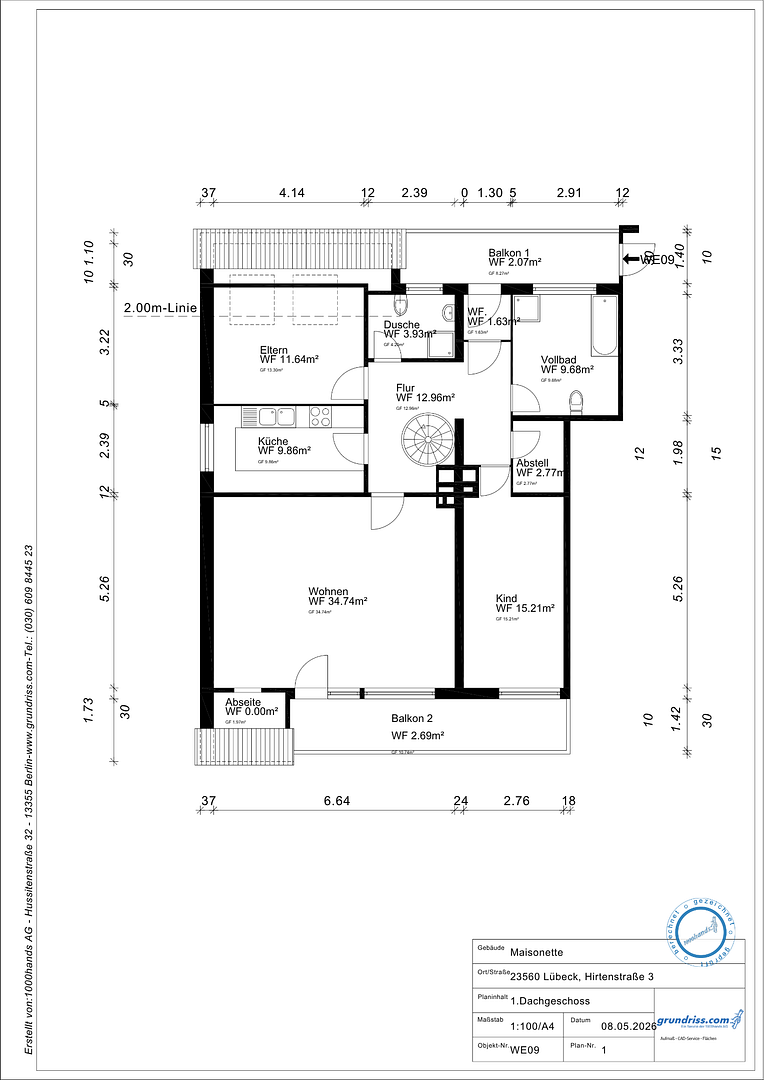 NEU: 4-Zimmer-Wohnung, frisch saniert und direkt bezugsfrei – mit 2 Balkonen und Stellplatz – 23560 Lübeck(Hüxtertor/Mühlentor/Gärtnergasse) – Vorschaubild 15