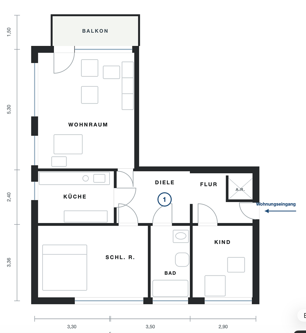 Wohntraum in Hilden! Modernisierte 3 Zimmer EG Wohnung mit Balkon, Gartennutzung und Stellplatz – 40721 Hilden – Vorschaubild 11
