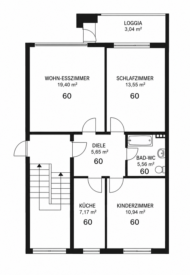 Sanierte 3-Zimmer-Eigentumswohnung mit Balkon in Bielefeld-Schildesche – Am Balgenstück 23b, 33611 Bielefeld – Vorschaubild 9