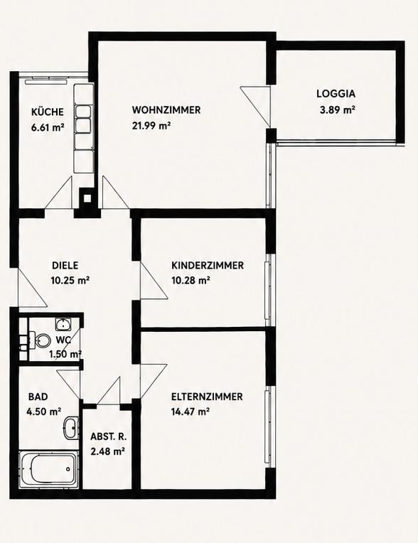 Erstbezug nach Sanierung, moderne 3-Zimmer-Wohnung mit Südloggia und 2 Stellplätzen in Englschalking – 81927 München(Johanneskirchen) – Vorschaubild 11