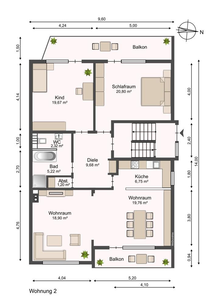Düsseldorf-Rath: Großzügige 3-Zimmer-Wohnung mit 2 Balkonen nahe Aaper Wald – 40472 Düsseldorf(Rath) – Vorschaubild 21