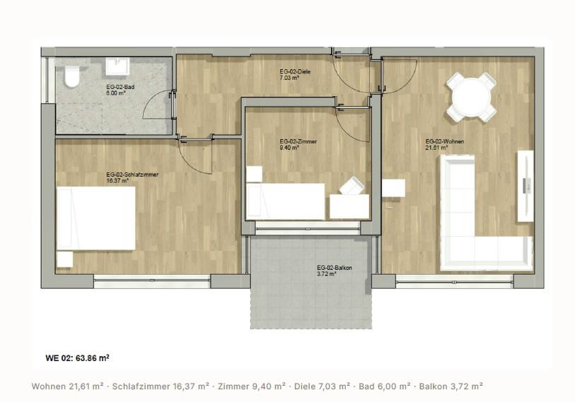 Komplett saniert: 3 Zimmer, Echtholzparkett, großer Balkon, Wärmempumpe – provisionsfrei – 85356 Freising – Vorschaubild 10