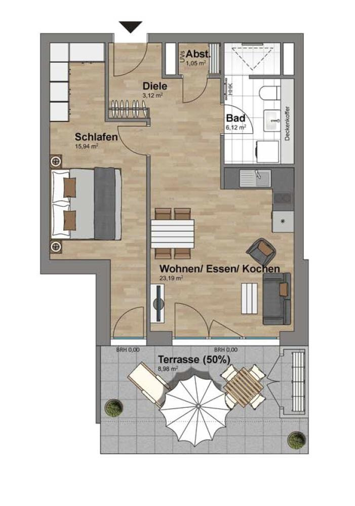 Zentrale 2-Zimmer-Wohnung mit Terrasse nahe EZB und Ostbahnhof – 60314 Frankfurt(Ostend) – Vorschaubild 9