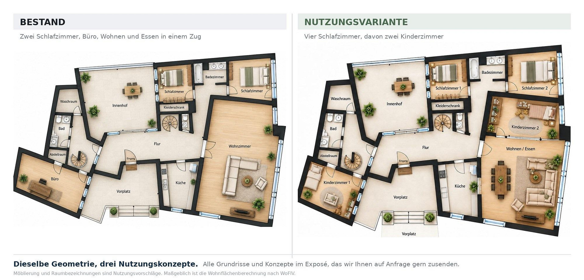 Haus im Haus: Provisionsfrei, 293 m²  Penthouse auf 3 Ebenen, 148 m² Außenfläche, Loft, Fernblick – 70469 Stuttgart(Feuerbach) – Vorschaubild 10