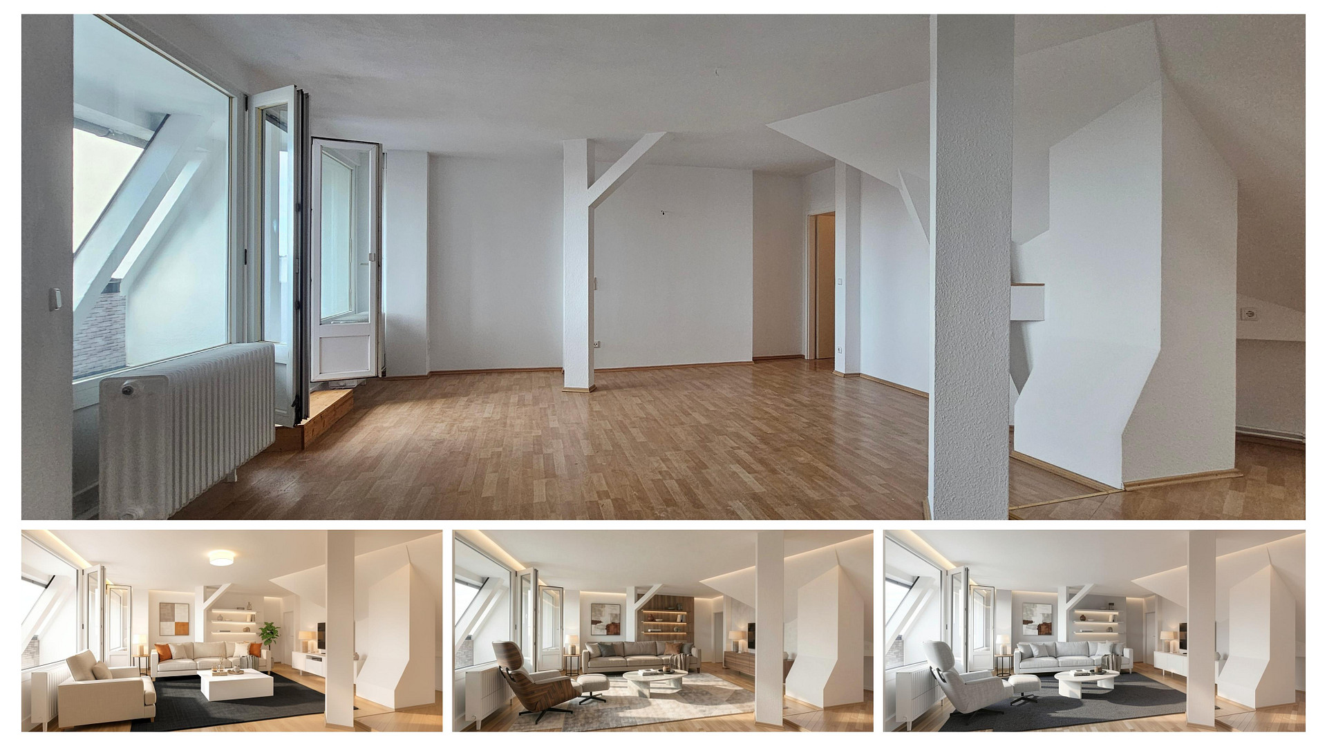 HERZSTÜCK, TEGELER SEE. Raffinierte 3 1/2 individuelle Mansarden WE mit Dachterrasse. BEZUGSFERTIG.