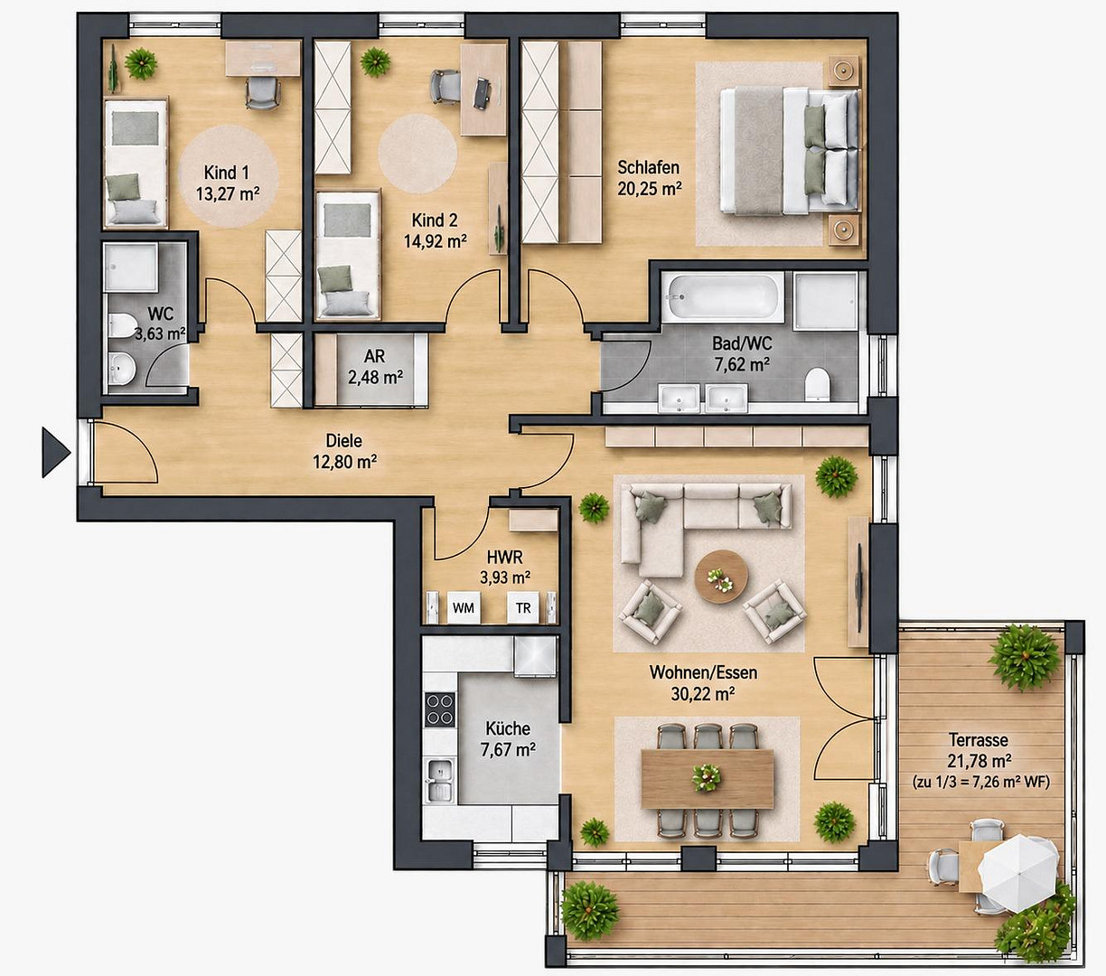 Lichtdurchflutete 4-Zimmer-Wohnung mit großzügigem Südwestbalkon – provisionsfrei in Würzburg – 97076 Würzburg-Lengfeld(Lengfeld) – Vorschaubild 24
