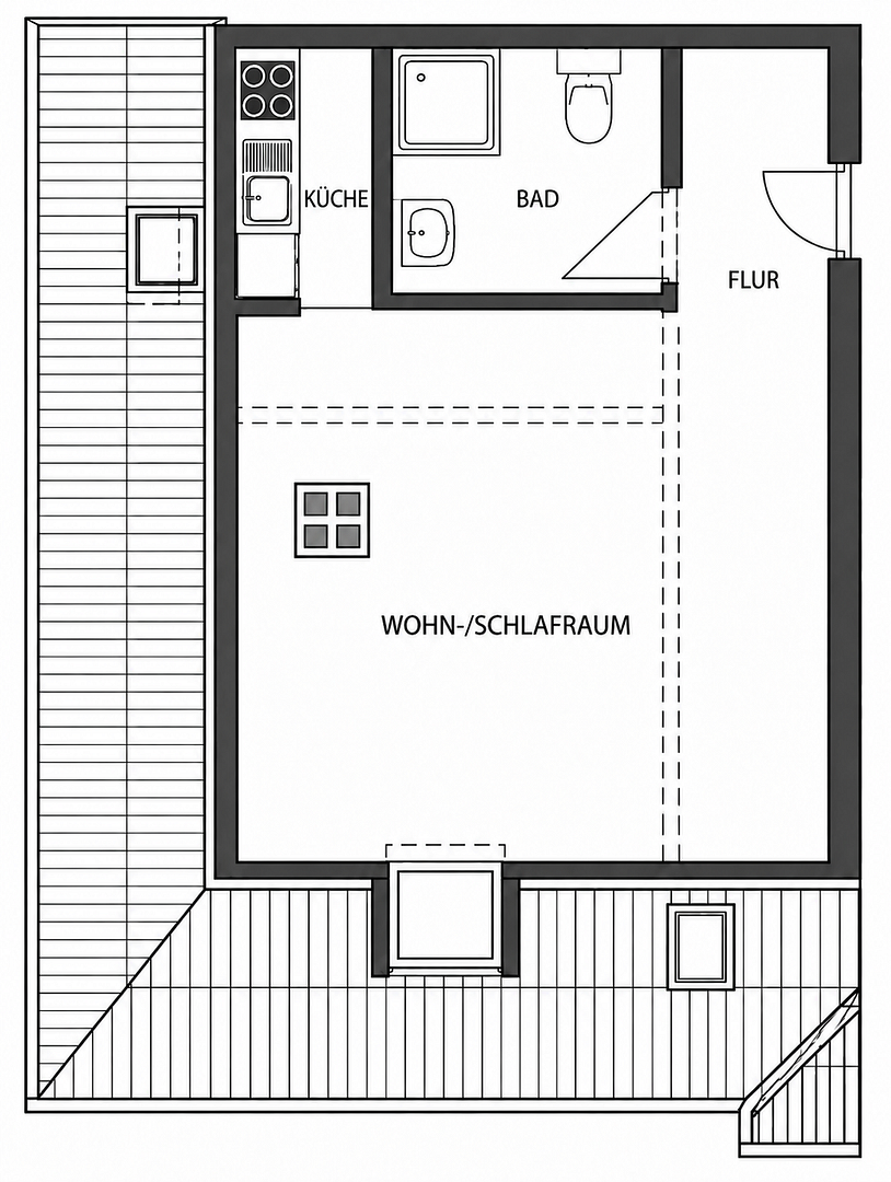 Zentrales 1-Zimmer-Dachgeschoss-Apartment mit Einbauküche nahe Uniklinik & Uni – 35390 Gießen – Vorschaubild 5
