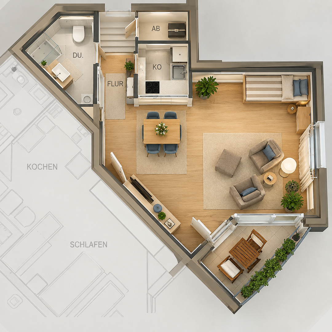 Helles 1-Zimmer-Apartment mit Südbalkon, Einbauküche und Stellplatz in Nürnberg-Laufamholz – 90482 Nürnberg(Laufamholz) – Vorschaubild 16
