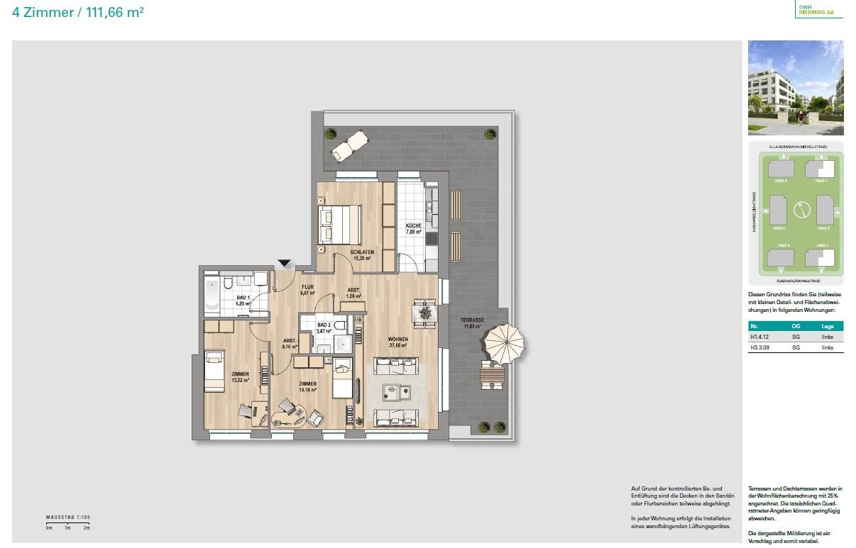 PROVISIONSFREI Penthouse 112 m², WESTFLÜGEL Riedberg, A+ Hausgeld EUR275 -  47,5m² Dachterrasse – 60438 Frankfurt(Riedberg) – Vorschaubild 18