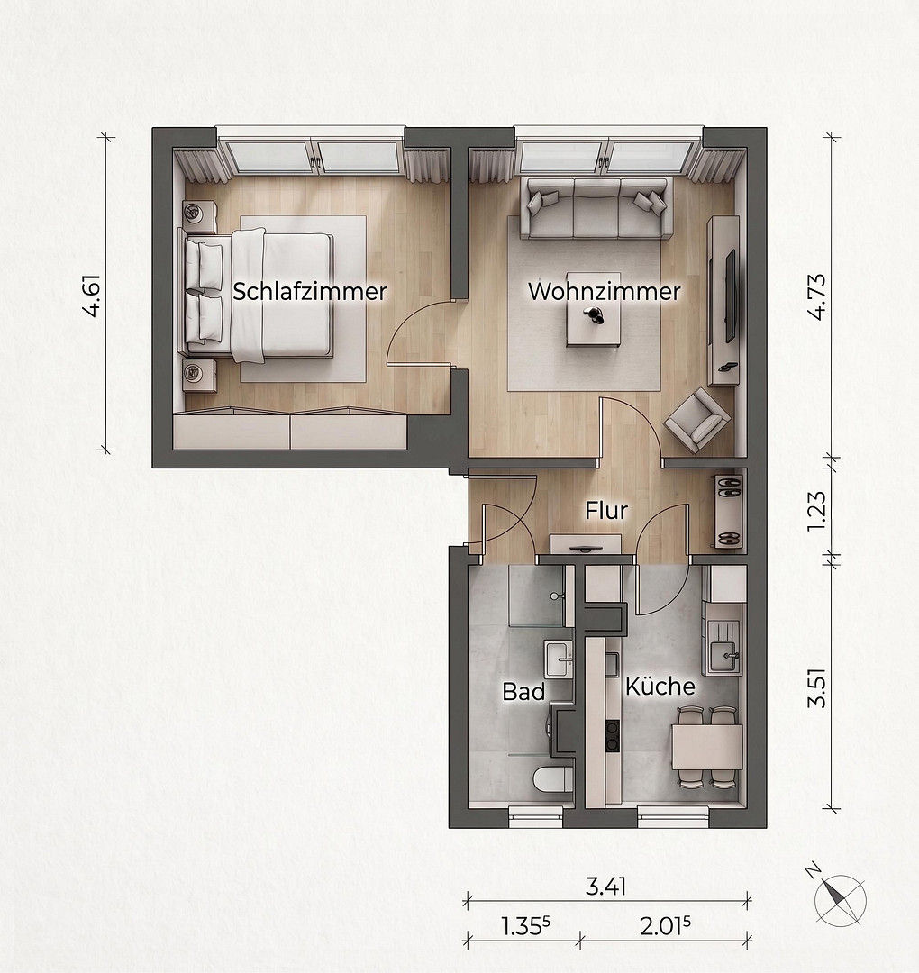 2-Zimmer-ETW Leipzig-Marienbrunn, Einzugsfertig inkl. Möbel & EBK – 4277 Leipzig(Marienbrunn) – Vorschaubild 28