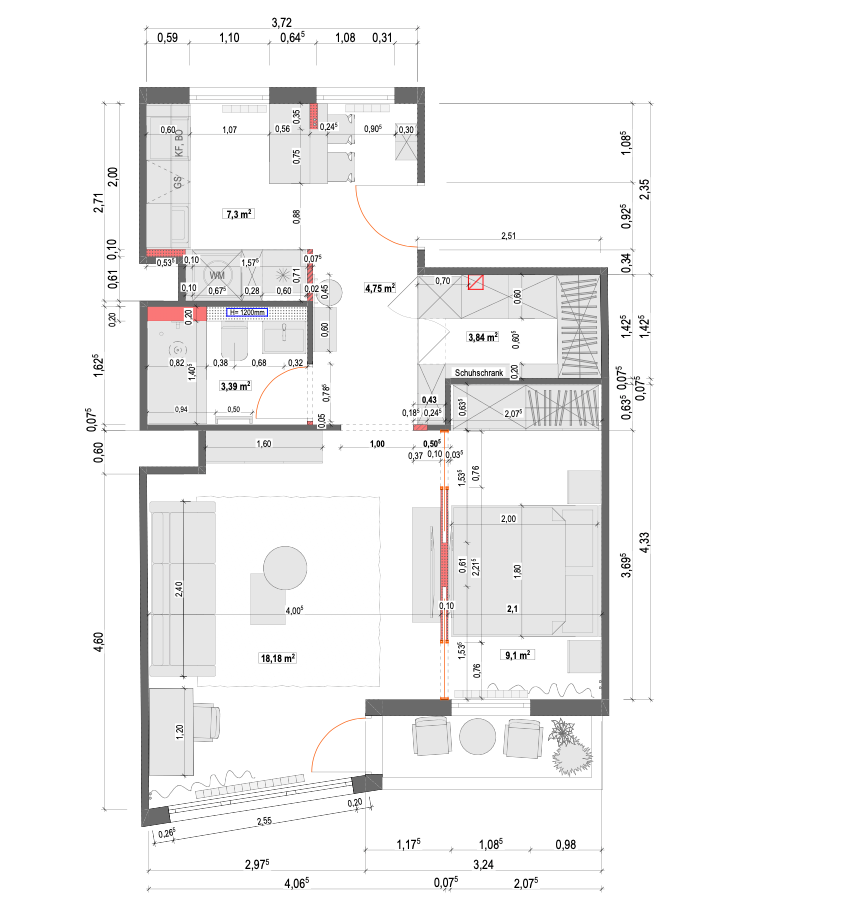 Hochwertig kernsanierte 2-Zimmer-Wohnung mit Balkon, Ankleide & Einbauküche in Berlin-Westend – Foto 12
