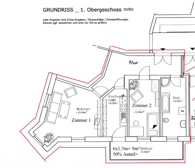 Schöne 2 Raum WE, super Lage 1 OG, Tageslichtbad, großer Balkon, Küche Balkonzugang – Foto 20