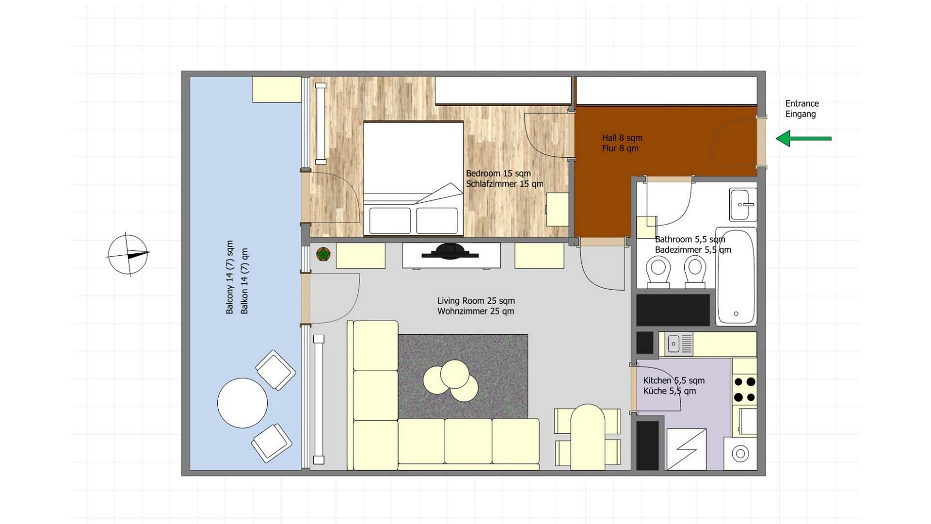 Inheidener Straße: Helle 2-Zimmer-Wohnung mit Süd-Balkon, Einbauküche & Top-Anbindung – Foto 27