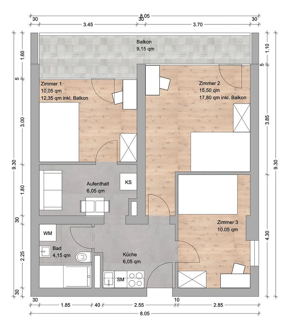 Helles 18 m² Zimmer mit Balkon in zentraler Lage – sofort verfügbar – Schöpfstraße 33, 90480 Nürnberg(Gleißhammer) – Vorschaubild 9