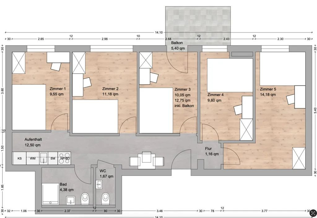 Dein neues Zuhause in unserer netten WG / Curd-Jürgens-Straße 32, München / WE83 / Zi.1 – Curd-Jürgens-Straße 32, 81739 München(Altperlach) – Vorschaubild 6
