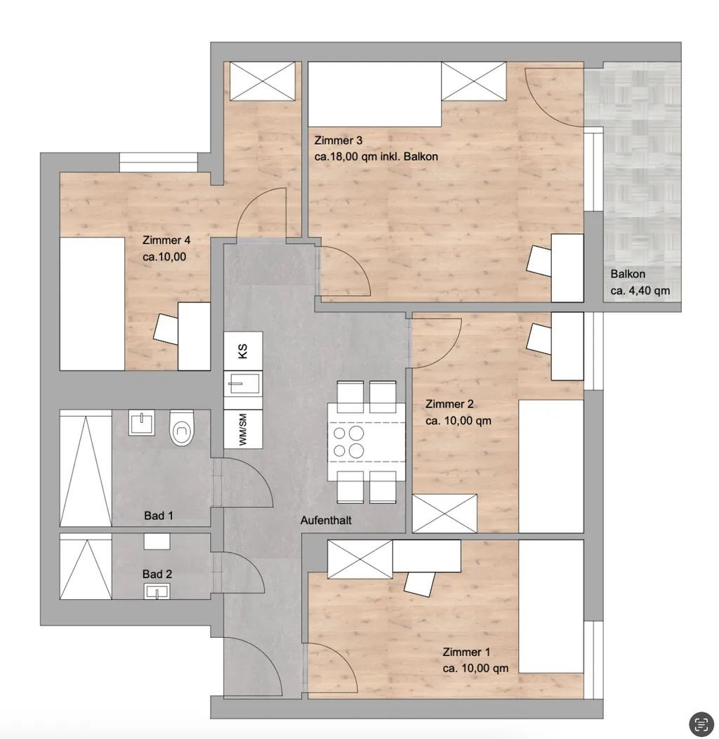 Freiraum und Gemeinschaft: Zimmer in unserer WG / Franz-Wolter-Straße 6, München / 1.OG / WE47 / Zi.4 – Franz-Wolter-Straße 6, 81925 München(Oberföhring) – Vorschaubild 5