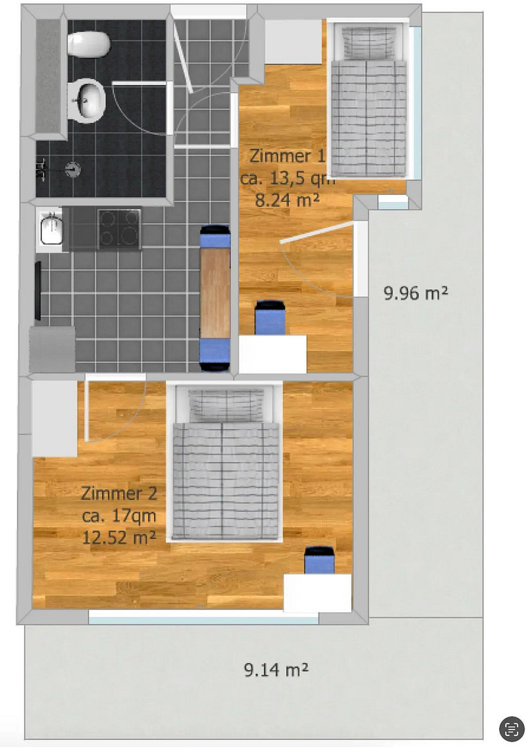 WG-Zimmer für Studierende oder Berufstätige/ Friedrich-Engels-Bogen 3, München / 2.OG / WE A 201 / Zi-1 – Friedrich-Engels-Bogen 3, 81735 München(Neuperlach) – Vorschaubild 5