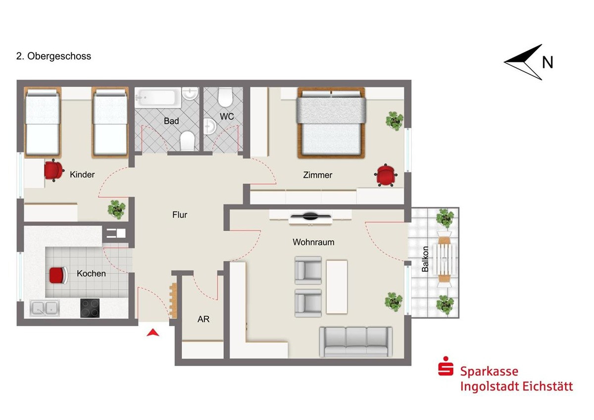 Top gepflegte 3,5 Zimmerwohnung Oberhaunstadt in City Nähe – Gratzerstraße 21, 85055 Ingolstadt(Oberhaunstadt) – Vorschaubild 12