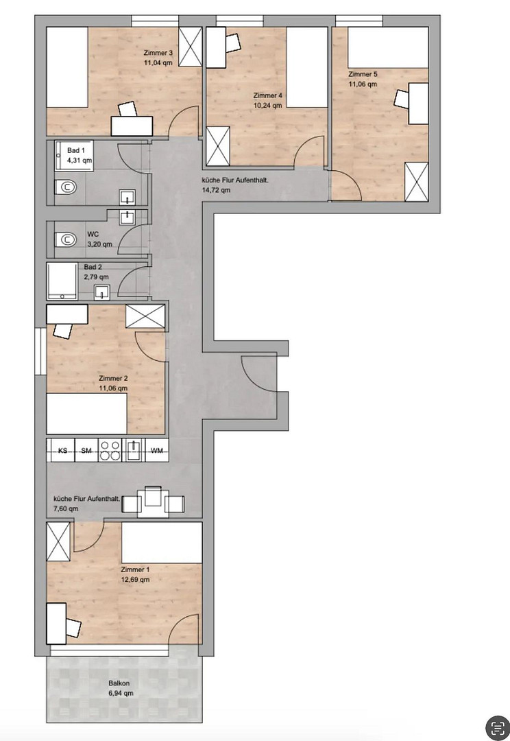 Helles Ambiente, entspanntes Wohnen / Geigenbergerstiaße 23, München / 1.OG / WE73 / Zi.1 – Geigenbergerstraße 23, 81477 München(Solln) – Vorschaubild 8