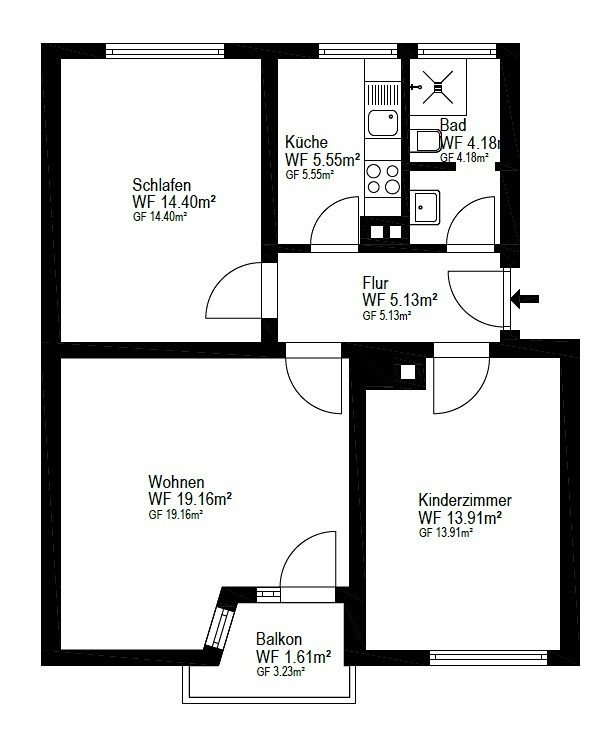 Helle 3-Zimmer-Wohnung mit Balkon in Stuttgart-Ost – 70186 Stuttgart(Ost) – Vorschaubild 15